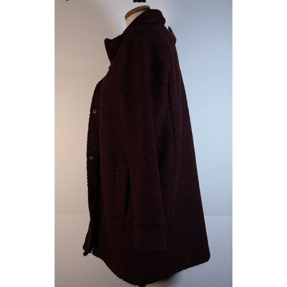 NEW Lands End Large Women Boucle Fleece Coat Jacket Burgundy NWT 14-16 - Picture 5 of 12